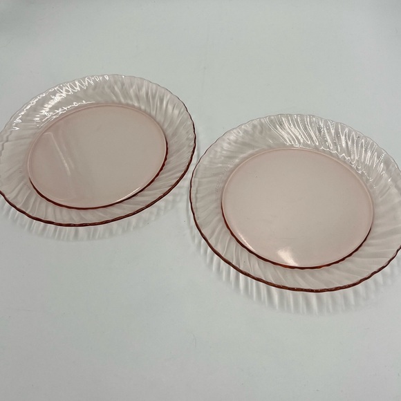 Arcoroc Dining 2 Arcoroc France Pink Swirl Depression Glass Salad Plates 8 Inches Poshmark